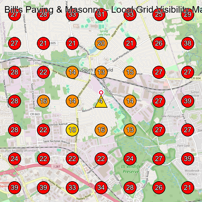 Bill's Paving & Masonry GeoGrid visibility map for Woodworker in South Plainfield